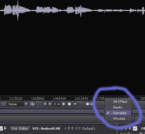 Select samples in the ruler